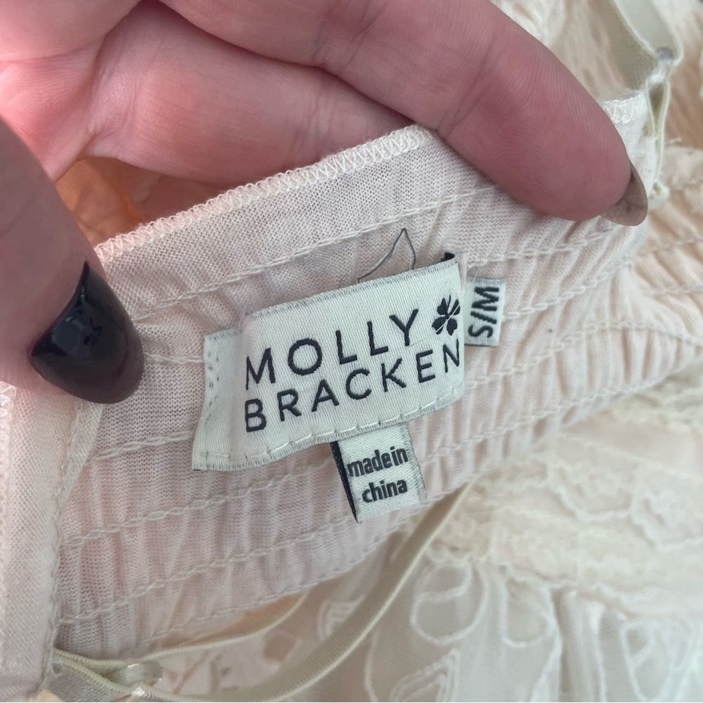 MOLLY BRACKEN Cream Lace Mesh Maxi Dress - Picture 6 of 9